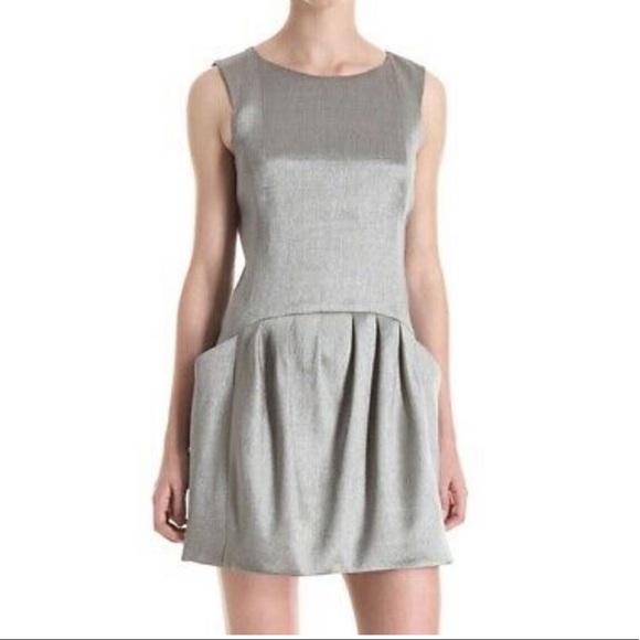 Theyskens' Theory Silk A-Line Mini Silver Metallic Dress - Picture 2 of 15